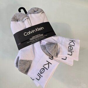 Calvin Klein Socks Mens 6 Pairs Pack White Cushion Quarter Cut New